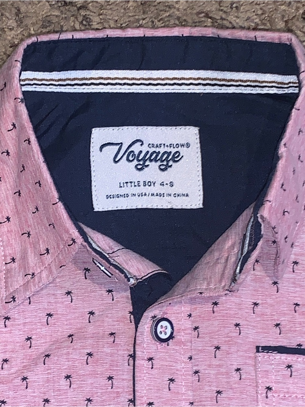 Craft + Flow Voyage Boys Pink Palm Tree Button Down Shirt Size 4-5 Kids Summer - Picture 8 of 8